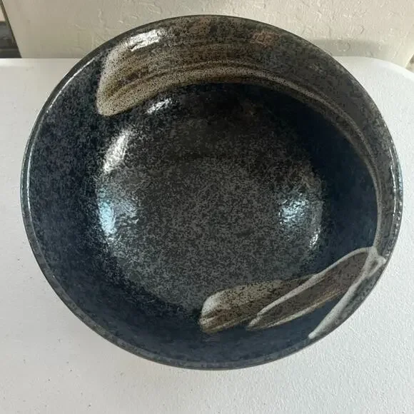 Signed Studio Art Pottery Bowl Glazed Pottery 4x8" Brown Black Speckled Trinket - Picture 3 of 13